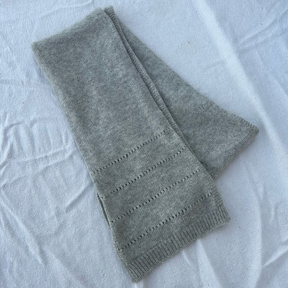 Vintage Laura Ashley 100% Cashmere Oatmeal Knit Scarf, 90s Style Boho Granola